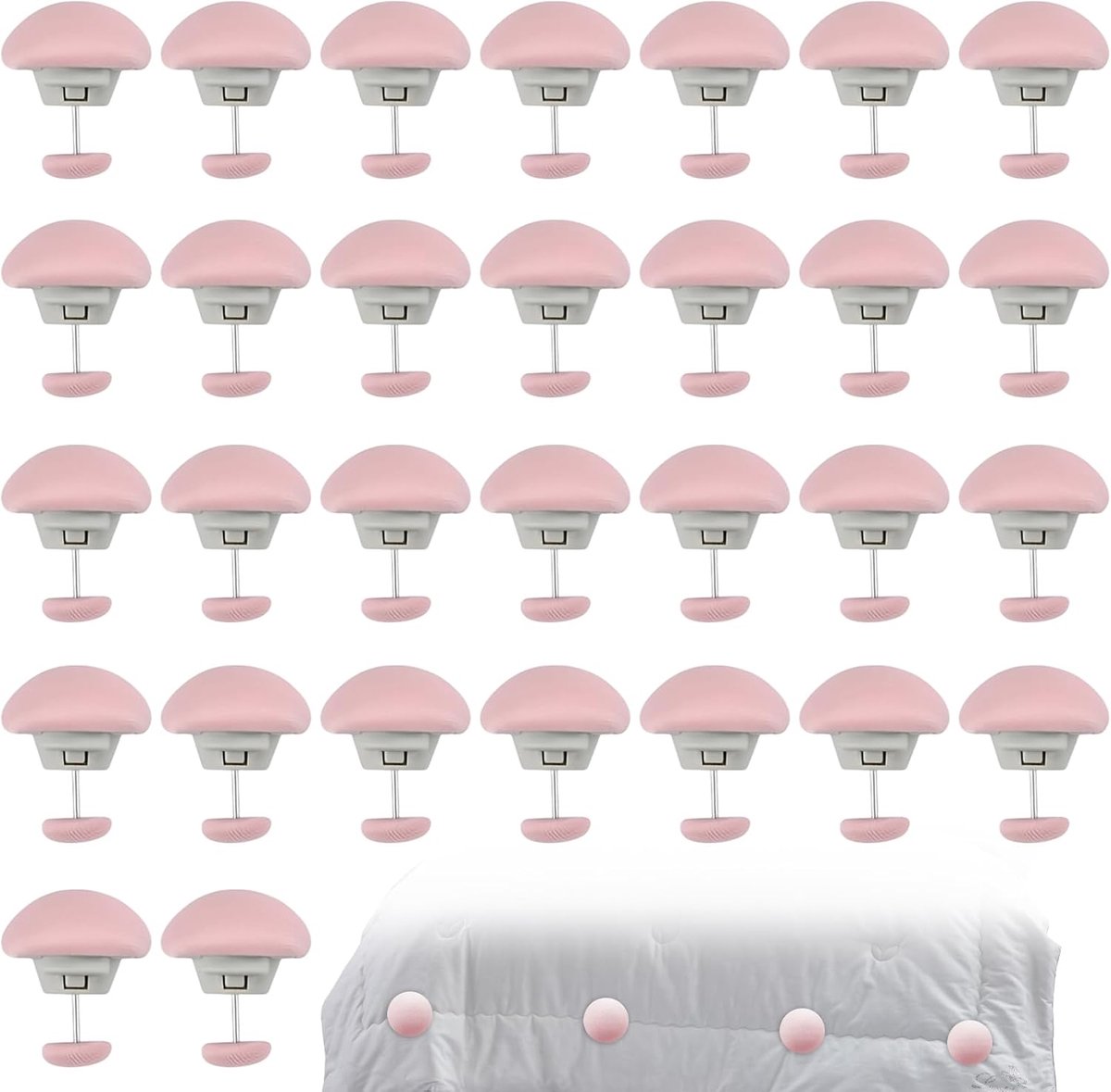 SnelShoppen - 30-delige Dekbedovertrek Set, Roze Duvet Klemmen, 32x26mm, Quilt Bevestiging, Robuuste Dekbednaalden voor Dekbedden, Lakens en Gordijnen