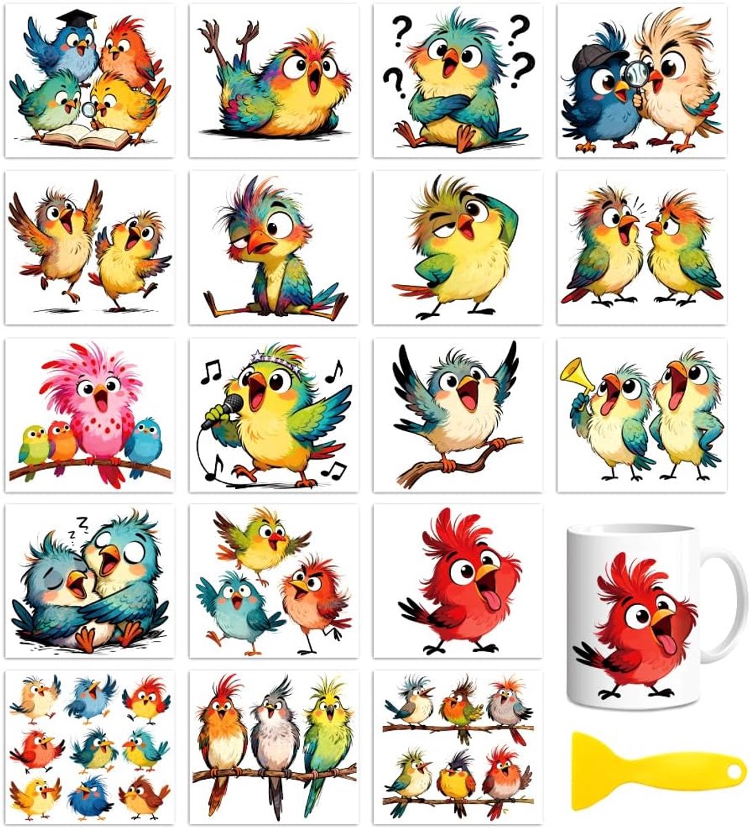 SnelShoppen - 18 Bladen Rub-On Transfers voor Creatieve Projecten, Hoogland Runderen 10x9cm Waterdichte DTF Cup Wrap Stickers voor Houten en Glazen Ko