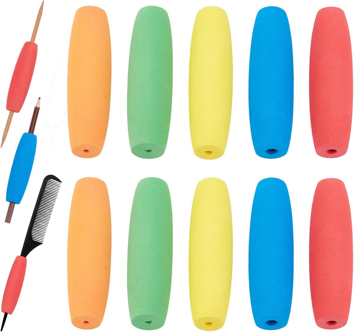 SnelShoppen - 10 Stuks Foam Grip Tubing, Ergonomische Handgrepen voor Bestek, Keukenhulpmiddelen, Tandborstels, Comfortabele Grip voor Ouderen, 9cm
