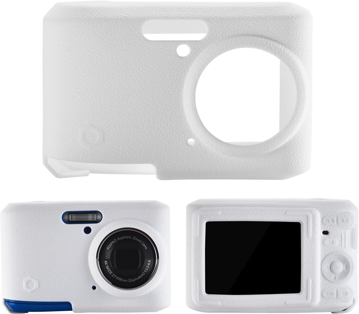 SnelShoppen - Zachte Siliconen Beschermhoes voor Compacte Digitale Camera, Anti-Kras Slanke Pasvorm, Geschikt voor KODAK PIXPRO FZ45 - Wit