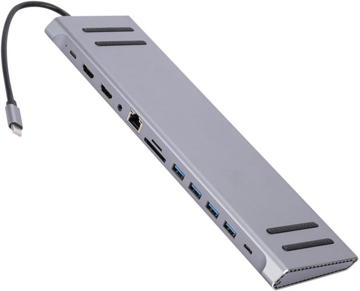 Docking Station Laptop - USB Hub Adapter - Bestanden Overzetten - Snelle Dataoverdracht - 5 Gbps - Grijs