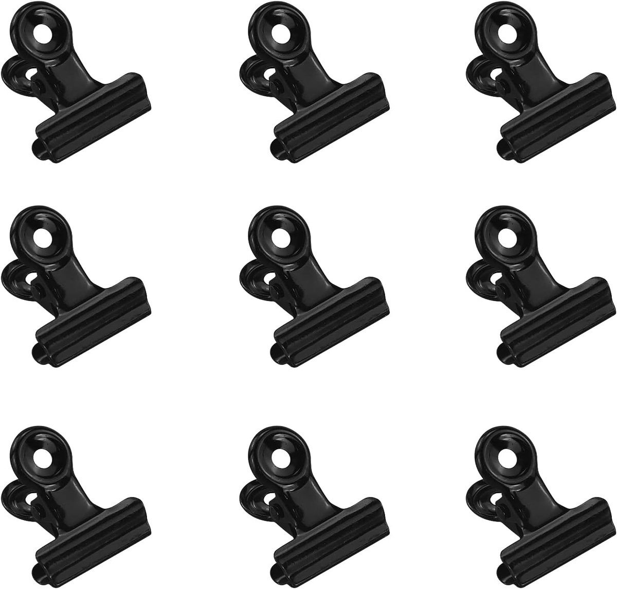 SnelShoppen - 40 Stuks Mini Metalen Ring Clips, Multifunctionele Bulldog Paper Clips, Zwart, 22 mm voor School, Thuis, Kantoor en Foto's