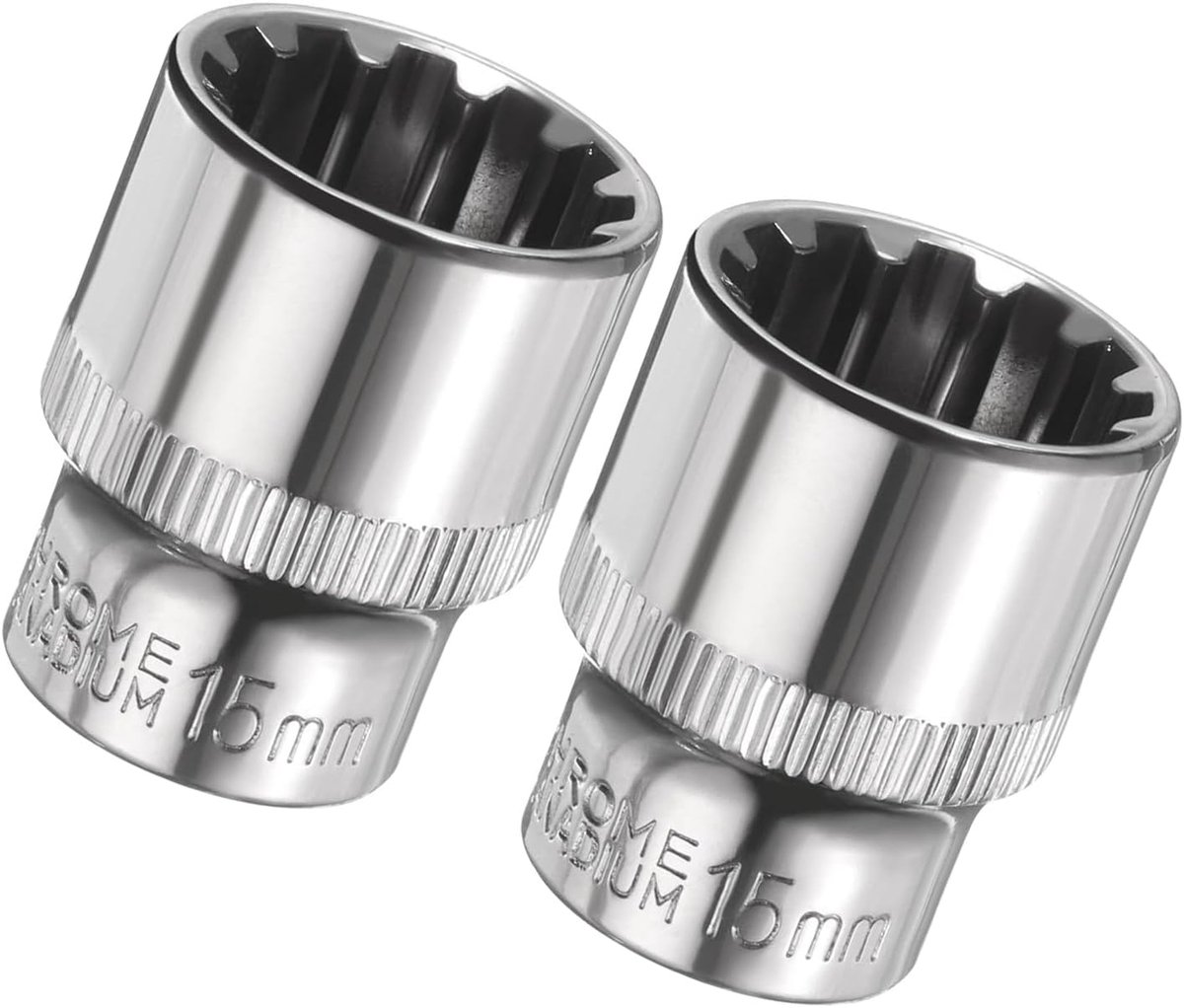 SnelShoppen - 2 Stuks 12-Punt Impact Socket 3/8 Inch Aandrijving 18mm Schaal Socket Chroom CR-V Staal, Metrische 3/8 Socket Voor Ratelsleutel Auto Rep