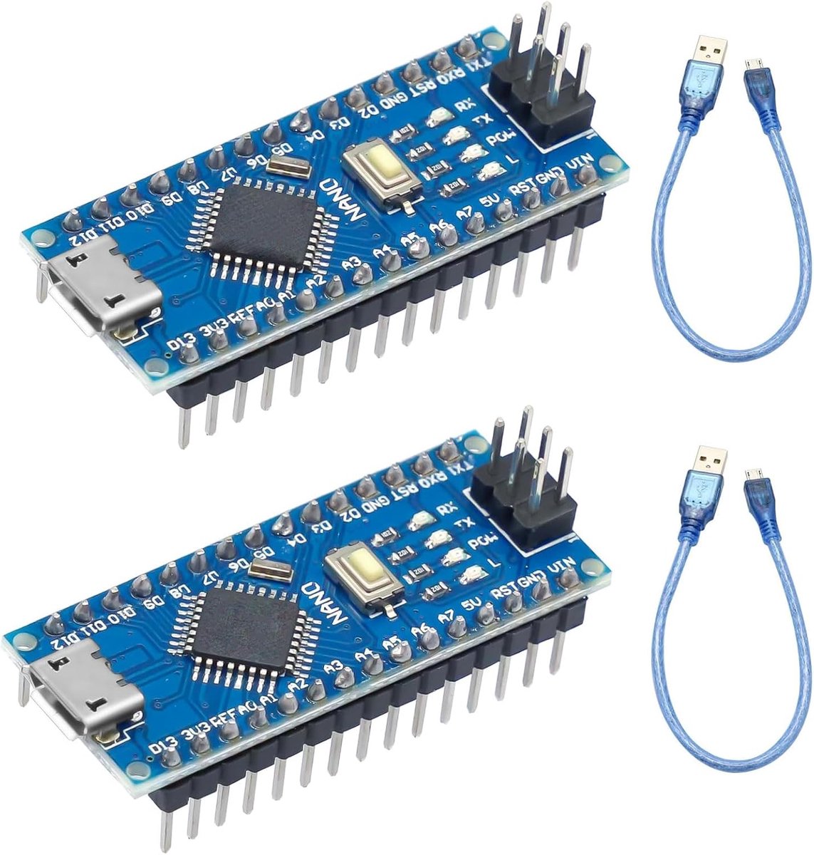 SnelShoppen - 2 Stuks Nano Module met CH340 Microchip, 5V/16MHz Nano Bord Compatibel met Arduino IDE, Mini Poort, Ontwikkelbord voor Elektronica Proje