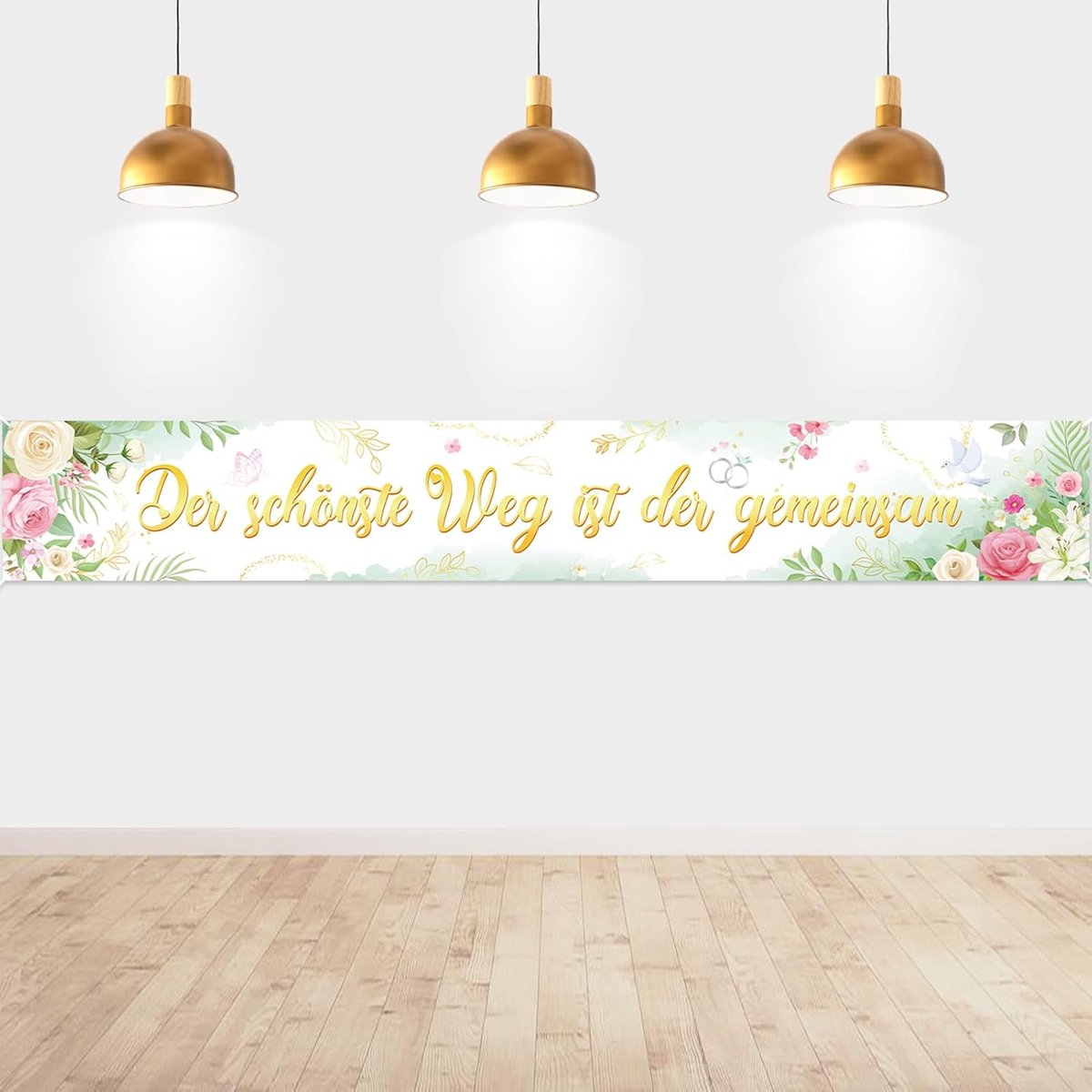 SnelShoppen - DPKOW Banner Bruiloft Decoratie Elegant, Tuin en Wand Decoratie voor Bruiloft, Buiten Versiering, 270 x 40cm, Perfect voor Feesten en Sp