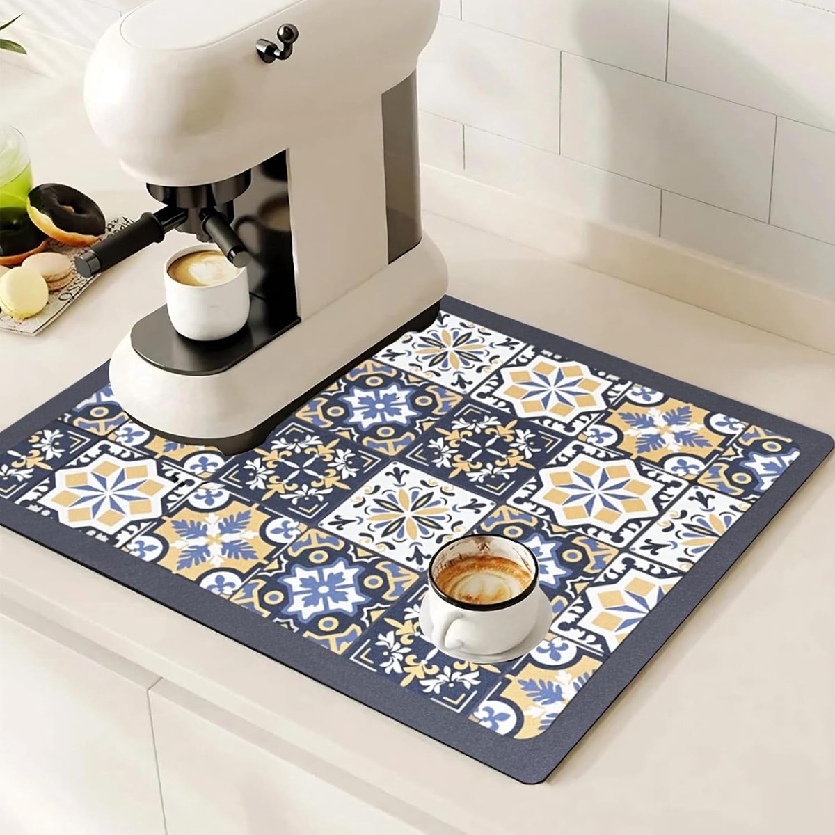 SnelShoppen - Draining Mat 70x50cm Extra Large - Absorberende Keukenmat voor Koffiezetapparaat, Waterdicht en Antislip Bescherming voor Werkblad en Se