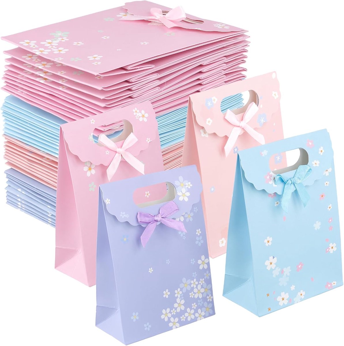 SnelShoppen - 40 Stuks Kleine Geschenkzakjes met Striklint, Multifunctionele Feestzakken in 4 Kleuren voor Verjaardag, Bruiloft en Verpakking