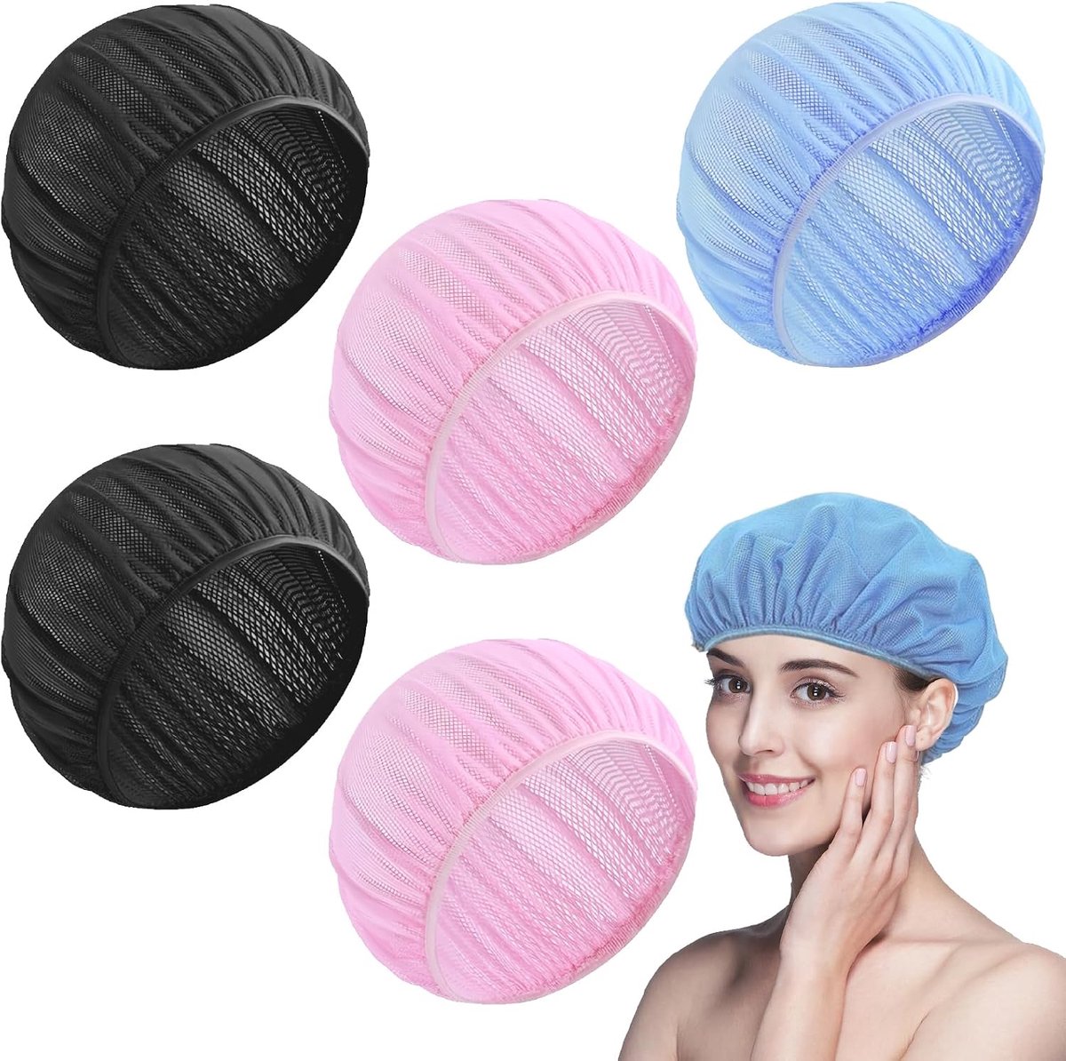 SnelShoppen - Hair Net voor Slaap - Verstelbare Zachte Mesh Slaapmuts - Elastische Kookmuts voor Vrouwen - Verkrijgbaar in Roze, Marineblauw en Zwart