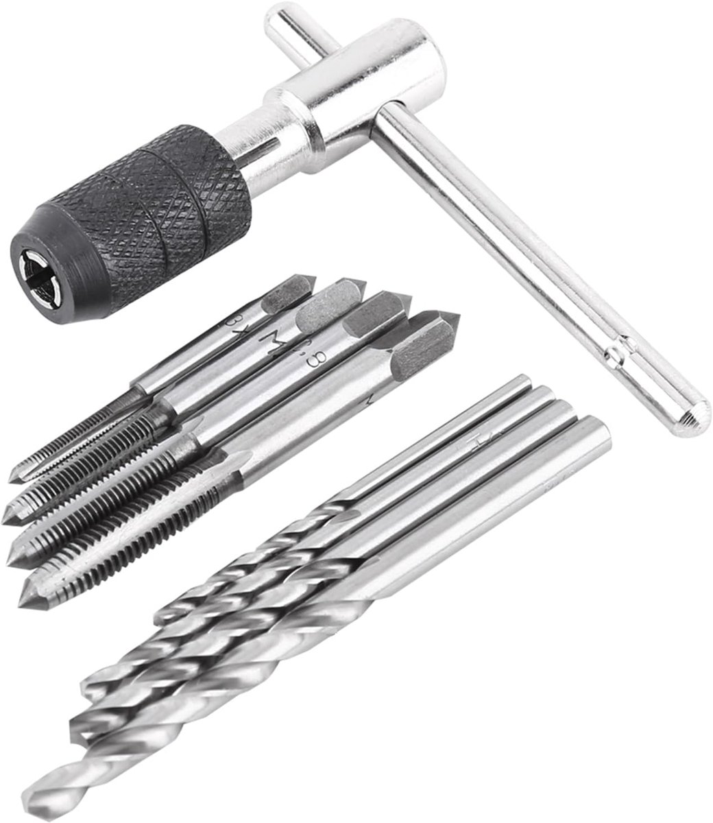 SnelShoppen - Schneideisen Set 9-delig met T-handvat, Schroevendraaier en Spiraalboor voor Handmatig Draad Snijden, Ergonomisch en Precisie Gereedscha