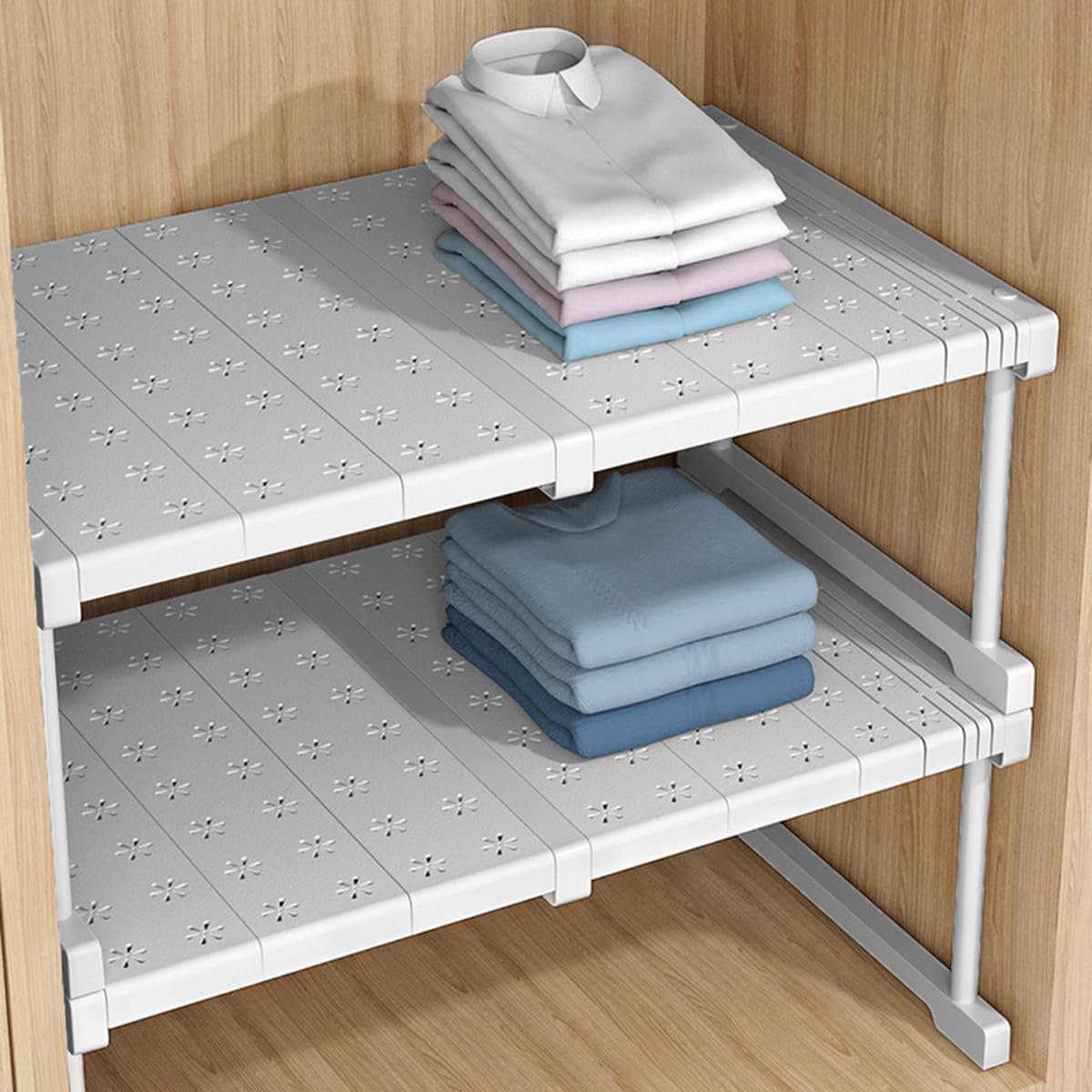 SnelShoppen - Expandable Closet Shelf Divider - Stevige Kastopberger - RVS en ABS Plastic - Verstelbaar voor Keuken, Badkamer, Slaapkamer - Ideaal voo
