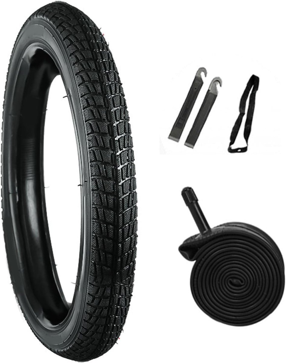 SnelShoppen - Kinderfietsbanden met Binnenband Vervangingsbanden 12 x 1.8 cm Dikke Rubber Ribbelpatroon Sterke Grip Antislip Fietsaccessoires
