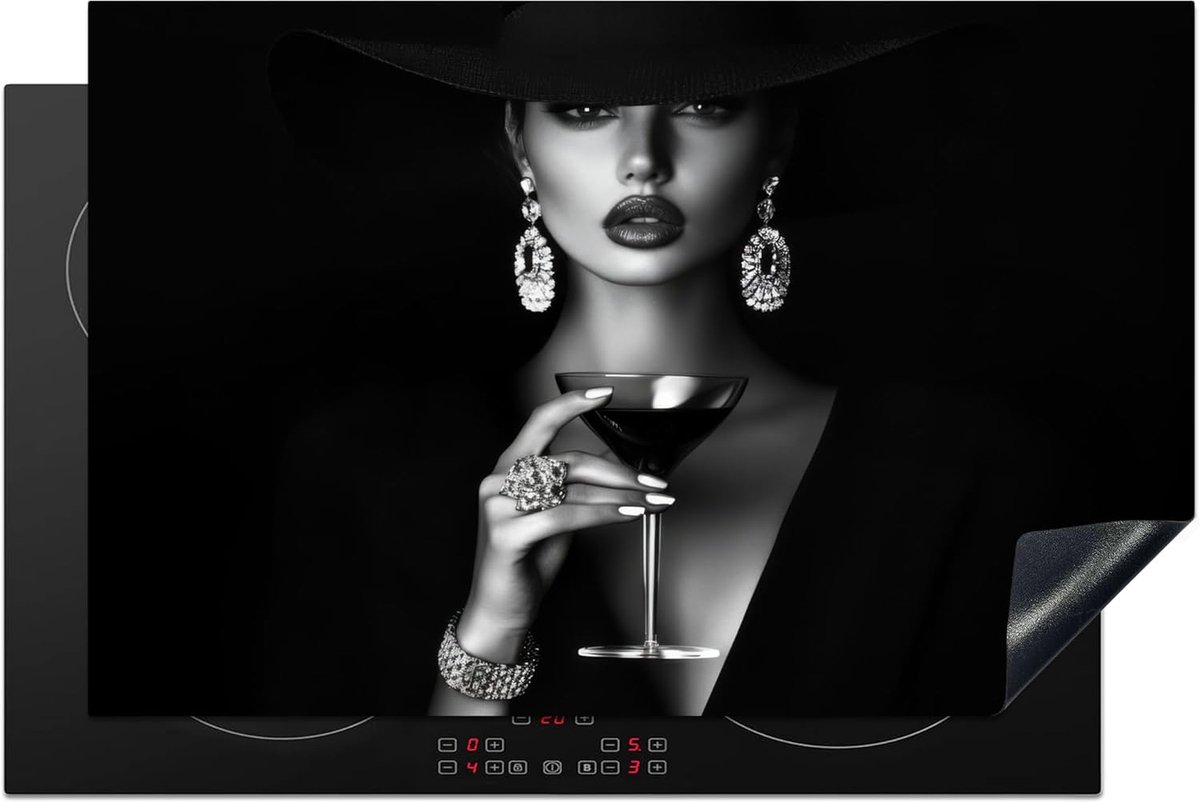 SnelShoppen - Inductiebeschermer 81x52cm Keuken Decoratie Kookplaat Bescherming Antislip Mat - Vrouw - Cocktail - Chic
