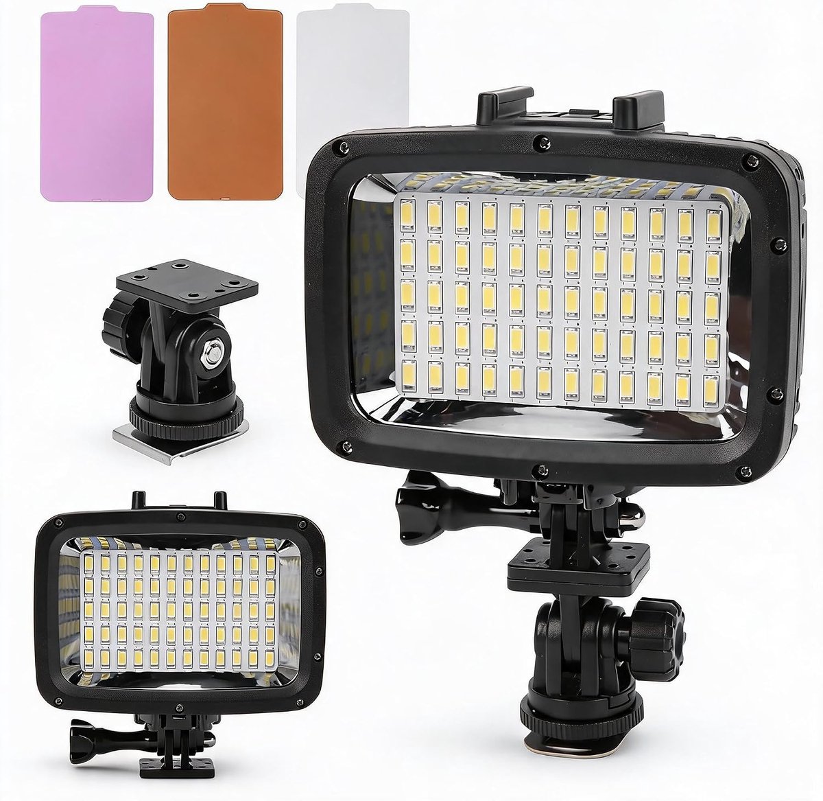 SnelShoppen - Onderwater Verlichting Duiklamp, 40M Waterproof LED Duik Vullicht, 5500-6000K Professionele SLR Camera Vullicht met 3 Kleuren Zacht Lich
