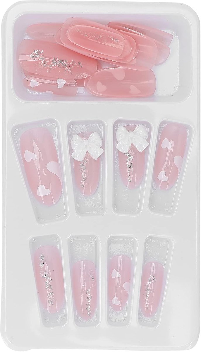 SnelShoppen - Press Nail Kit, Valse Nagels Set met 24 Stuks, Modevolle Volledige Bedekking Kunstnagels, Verwijderbare Amandelvormige Nagels voor Vrouw