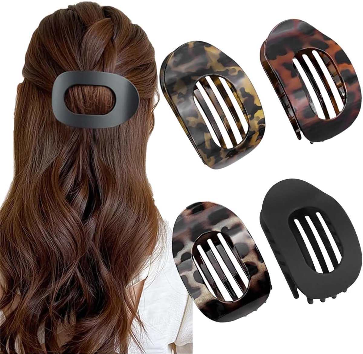 Haarklemmen volume 4 stuks - platte klauw clip - voor dun haar - ideaal haaraccessoire - SnelShoppen