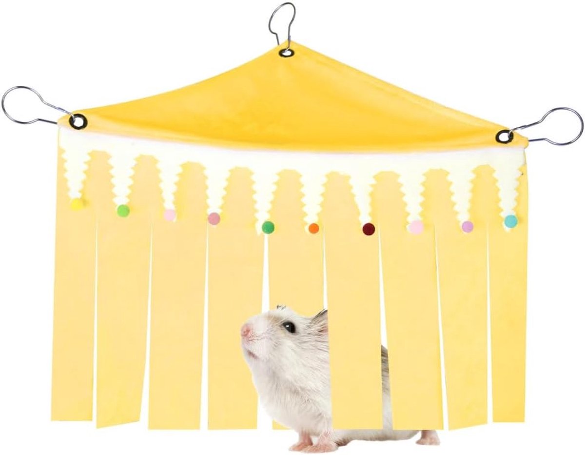 SnelShoppen - Schattig Cavia Schuilhuis met Hangmat en Kwastenschaduw voor Konijnen, Fretten, Ratjes, Chinchilla en Kleine Dieren - Flanel, Huisdier A