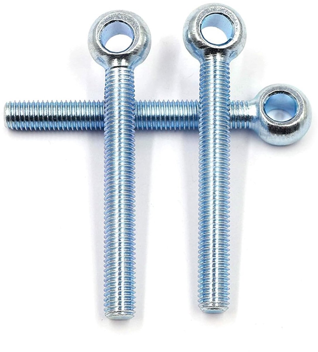SnelShoppen - M8 x 70mm Hefschroef 4 Stuks Blauw Wit Gegalvaniseerd Koolstofstaal Schroeven Voldraad voor Kabelverbindingen Opslagwerkplaats Buiten