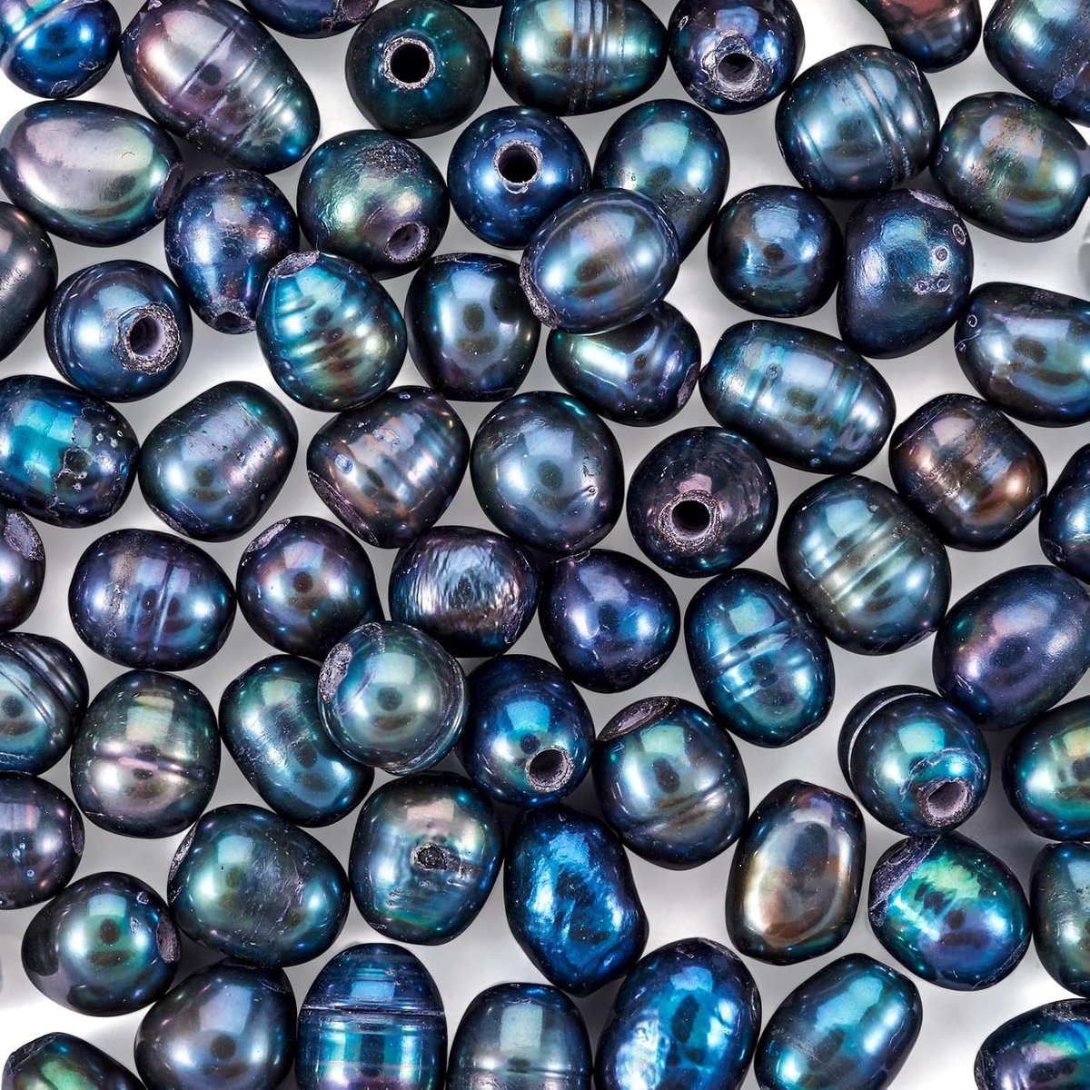 Natuurlijke Cultured Zoetwaterparel Kralen 7~8mm Ovale Zwarte Parels Losse Kralen voor Sieraden Maken, 100 Stuks voor Kettingen en Armbanden