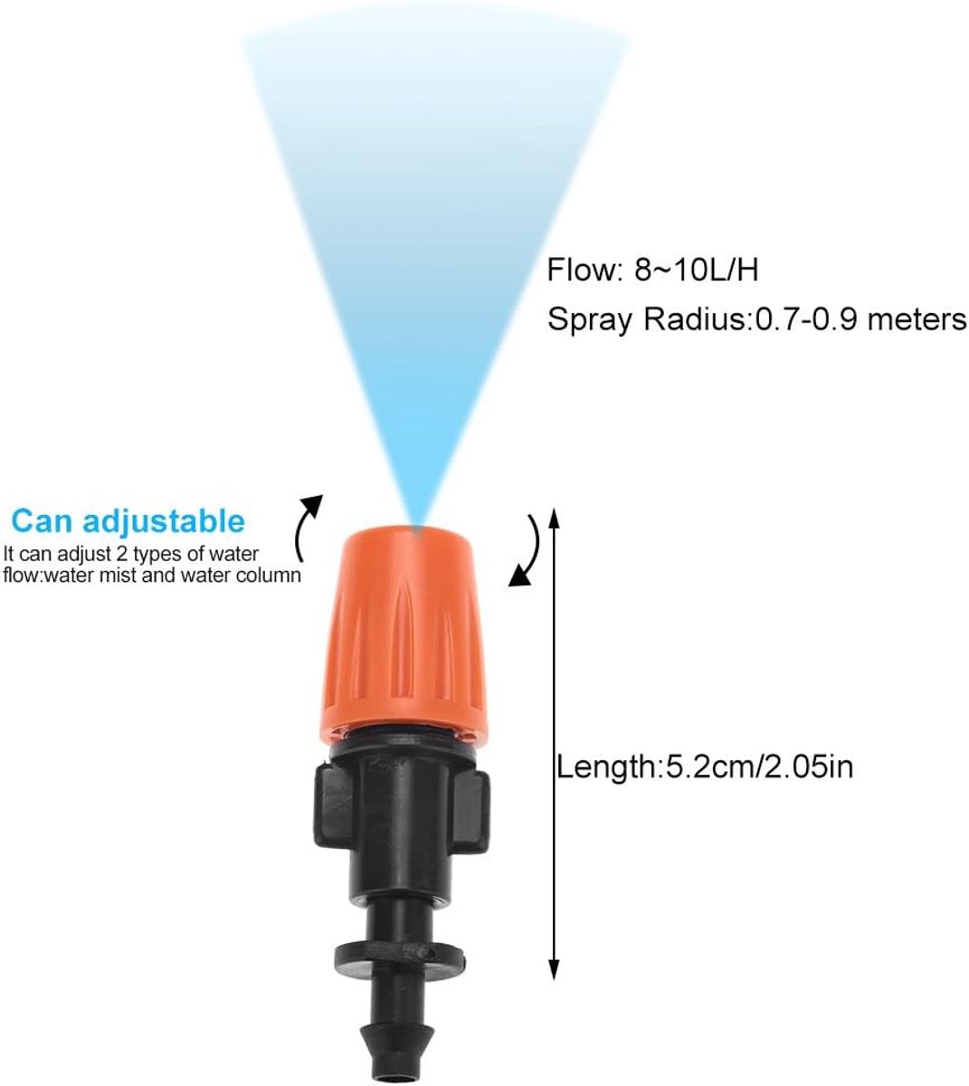 SnelShoppen - 50pcs Verstelbare Tuin Waternevel Mondstuk Sprinkler Drip Irrigatie Kits Hoofd Atomizer Automatisch Mist Koeling Irrigatiesysteem voor T