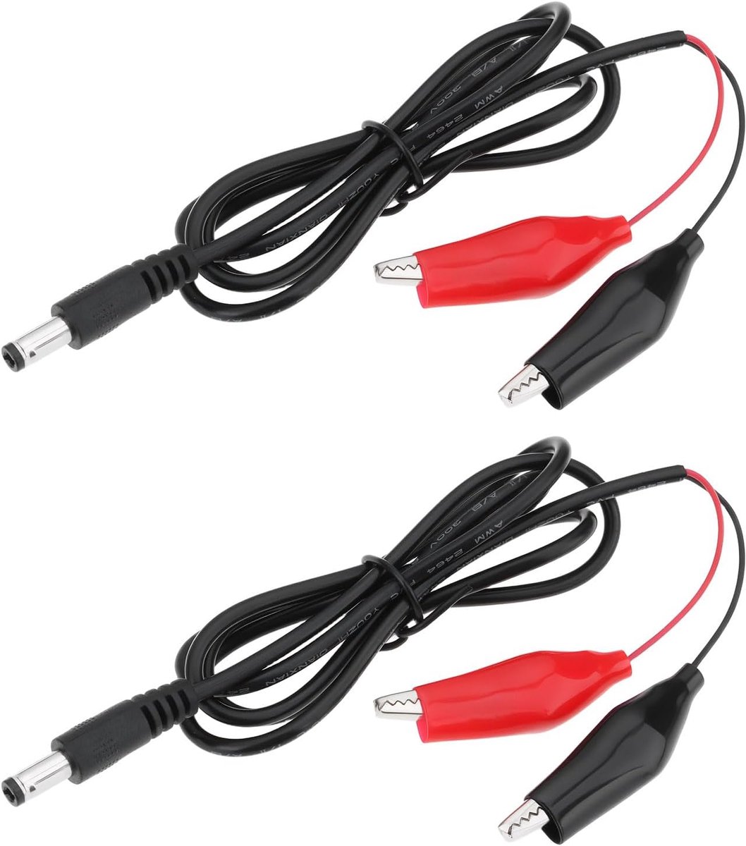 DC Power Connector naar Alligator Clip Kabel 5.5x2.5mm - 1m - Geschikt voor Modelauto's - Flexibele aansluiting - ShopVlot