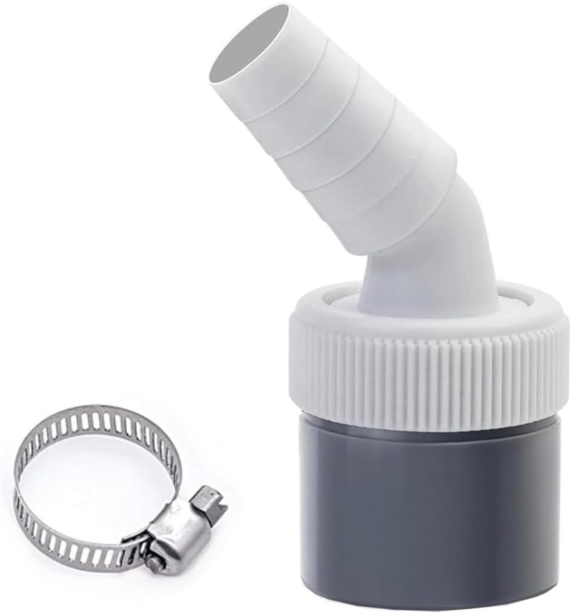 SnelShoppen - Wasmachine Afvoer Aansluiting 1/4 Inch Hoekadapter voor Pijpdiameter 40mm met Slangklem - Geschikt voor Wasmachine, Vaatwasser en Droger