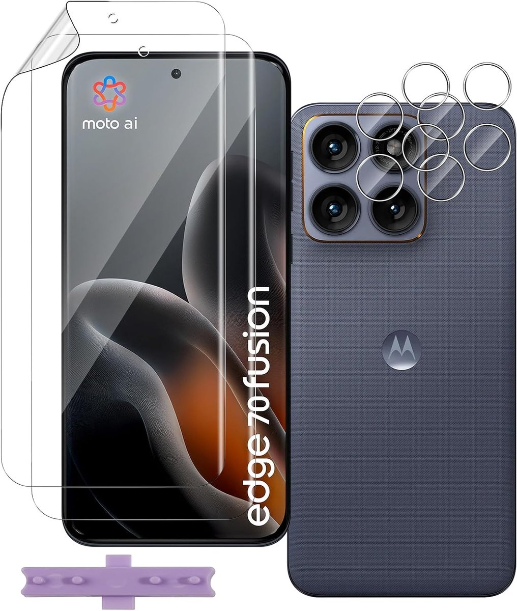 SnelShoppen - 2 + 2 stuks displaybeschermfolie voor Motorola Moto Edge 70 Fusion, TPU-hydrogel, HD, krasbestendig, eenvoudig te installeren, camerabes