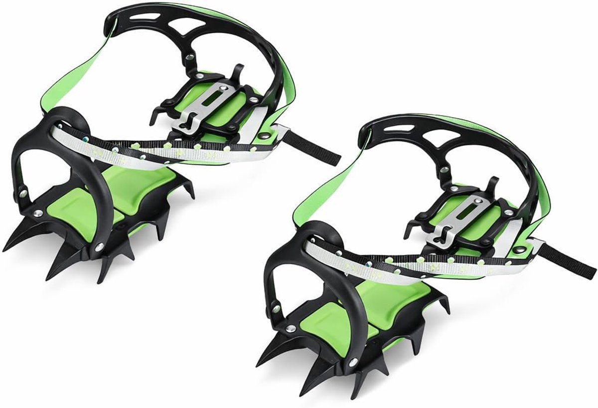 SnelShoppen - Ice Snow Grips - 1 Paar Universele Crampons met 14 Stalen Tanden - Antislip Sneeuw en IJs Grip Schoenkettingen - Veilig en Beschermend v