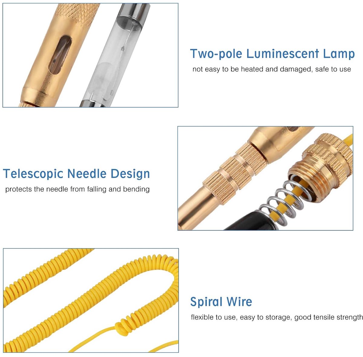 SnelShoppen - Circuit Tester Pen, Auto Elektrische Testlamp met Vaste Naald, DC 6V 12V 24V Spanningstester, Geel, Veilig en Duurzaam voor Auto en Voer