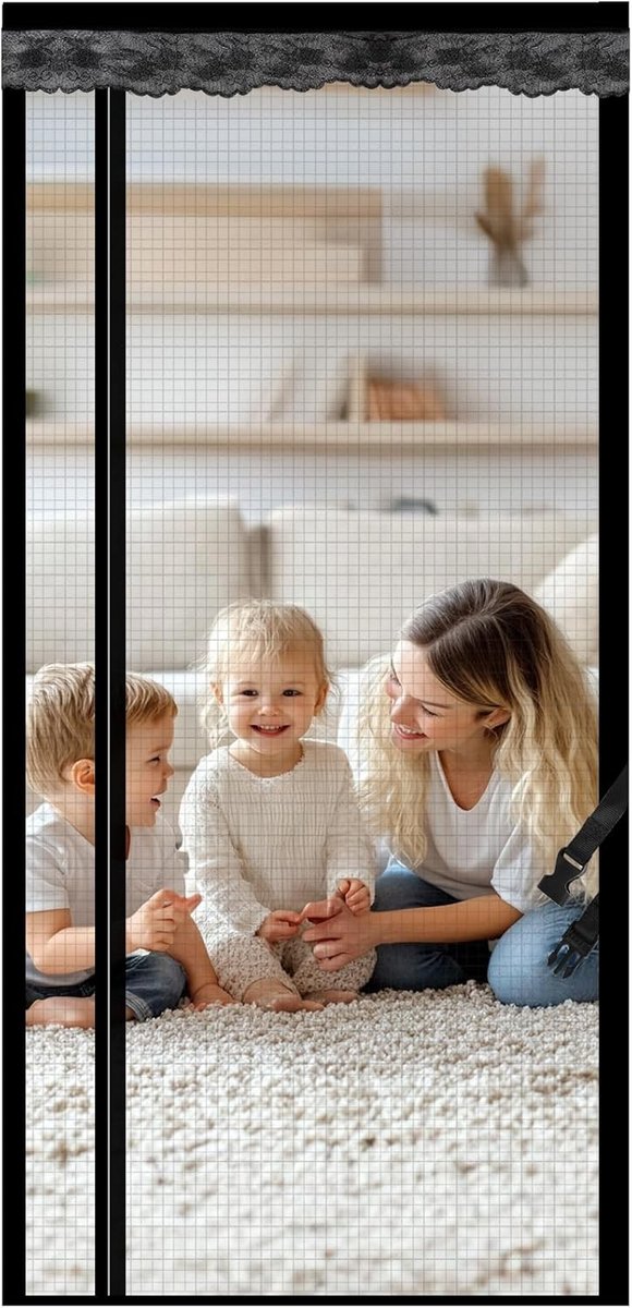 Vliegenraam met Magnetische Sluiting 90 x 210 cm voor Balkon en Terras - Insectenbescherming en Muggenscherm voor Deuren in Woonkamer en Kelder