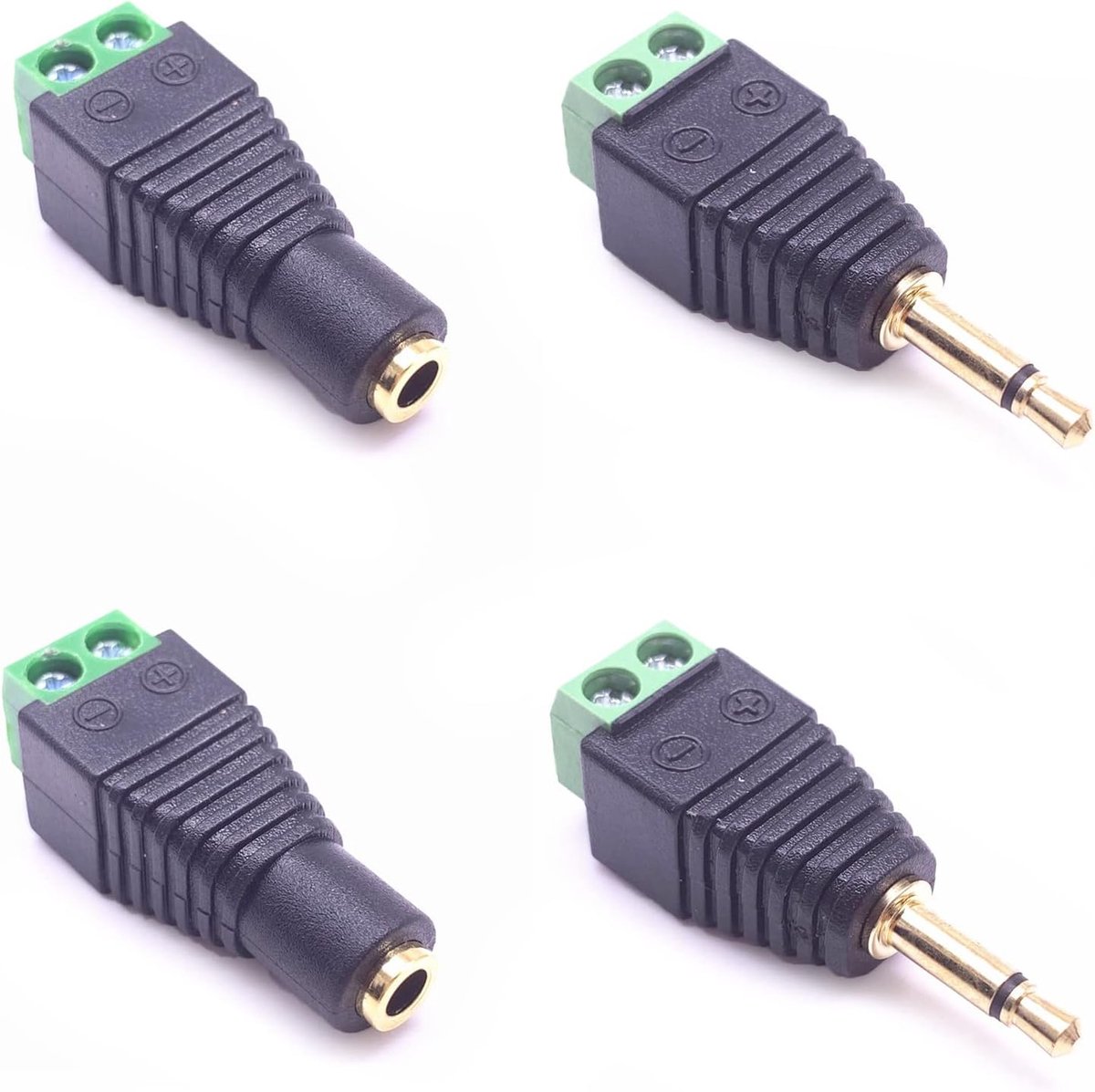 SnelShoppen - 4 Stuks RCA Connector Adapter Plug Set - RCA Female en Male Plug naar AV Schroef Terminal Audio/Video Connector Adapter