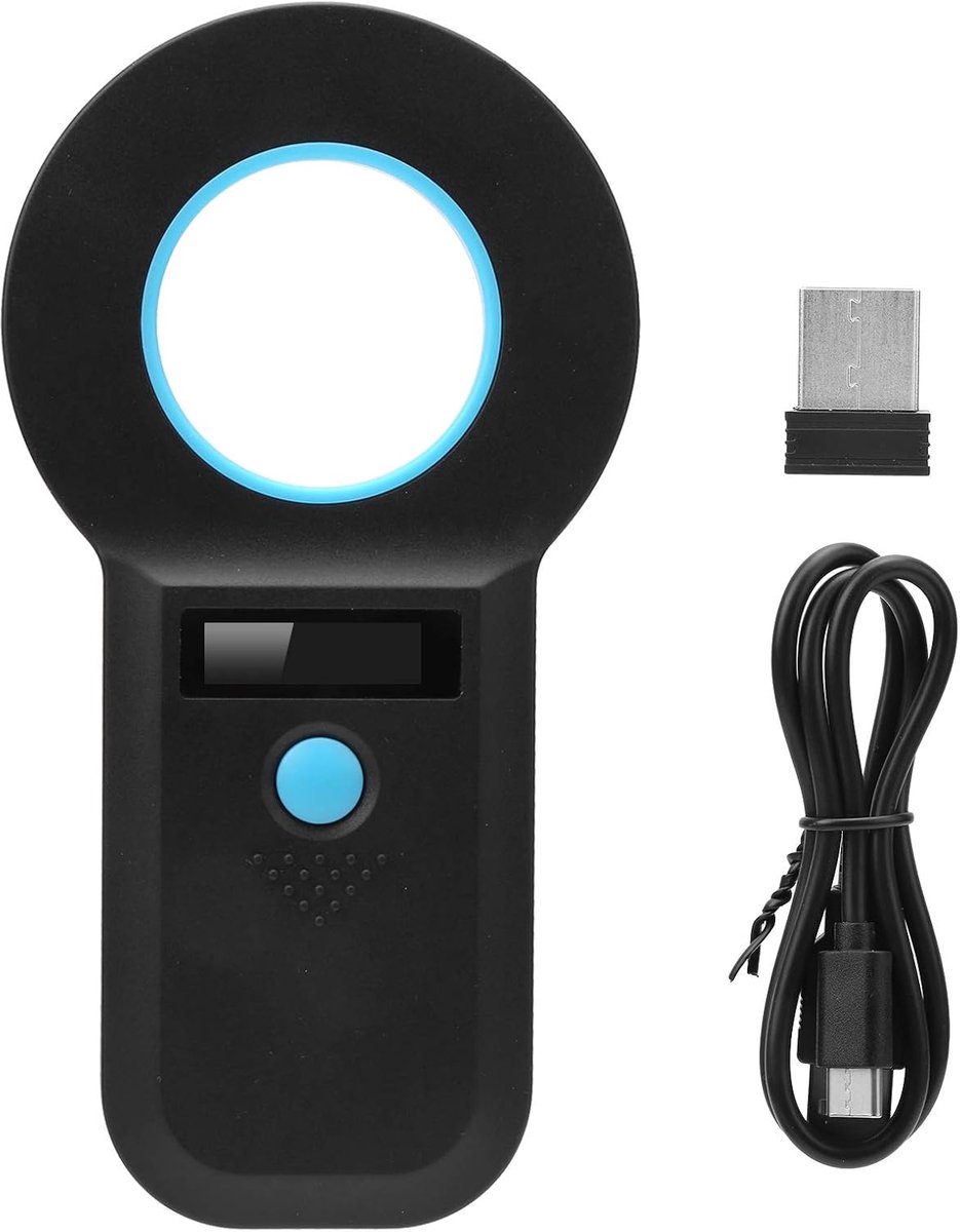 SnelShoppen - Draagbare Dieridentificatie Lezer, Microchip Scanner voor RFID Kip/Ente/Gans/Varkens/Runderen/Schapen, Oplaadbaar, 134.2Khz / 125Khz