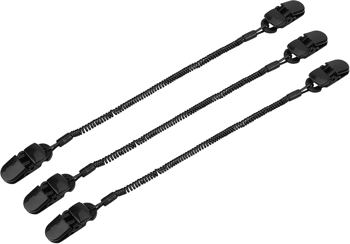 SnelShoppen - 3-delige Hoedhouder met Coiled Cord, Visaccessoire, Kledingbeugel, Zwart, Ideaal voor Vissen, Golfen, Booten en Zeilen