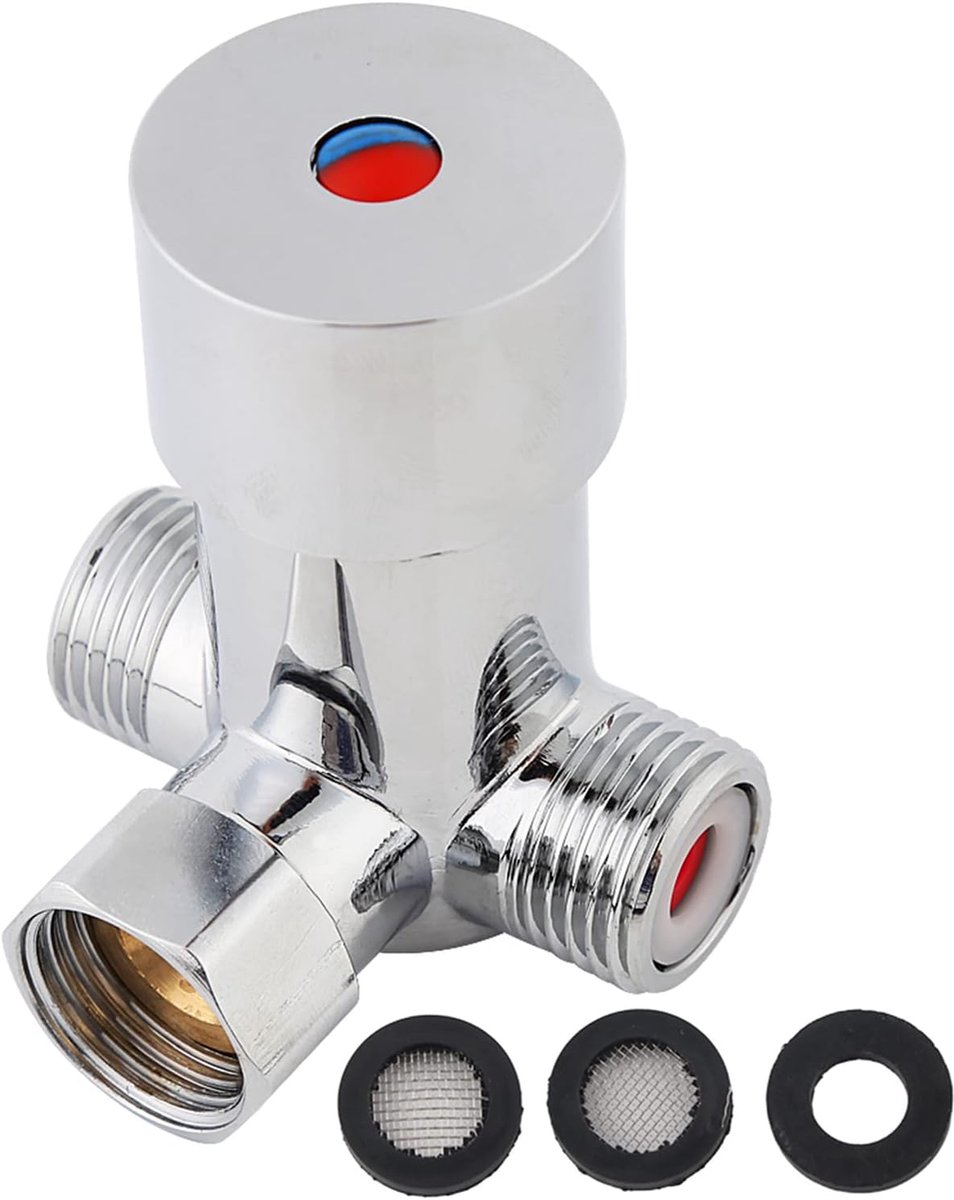 SnelShoppen - Waterkraan Mengkraan G1/2 Thermostatische Mengkraan voor Warm en Koud Water - Messing, Handmatige Temperatuurregeling voor Keuken en Bad