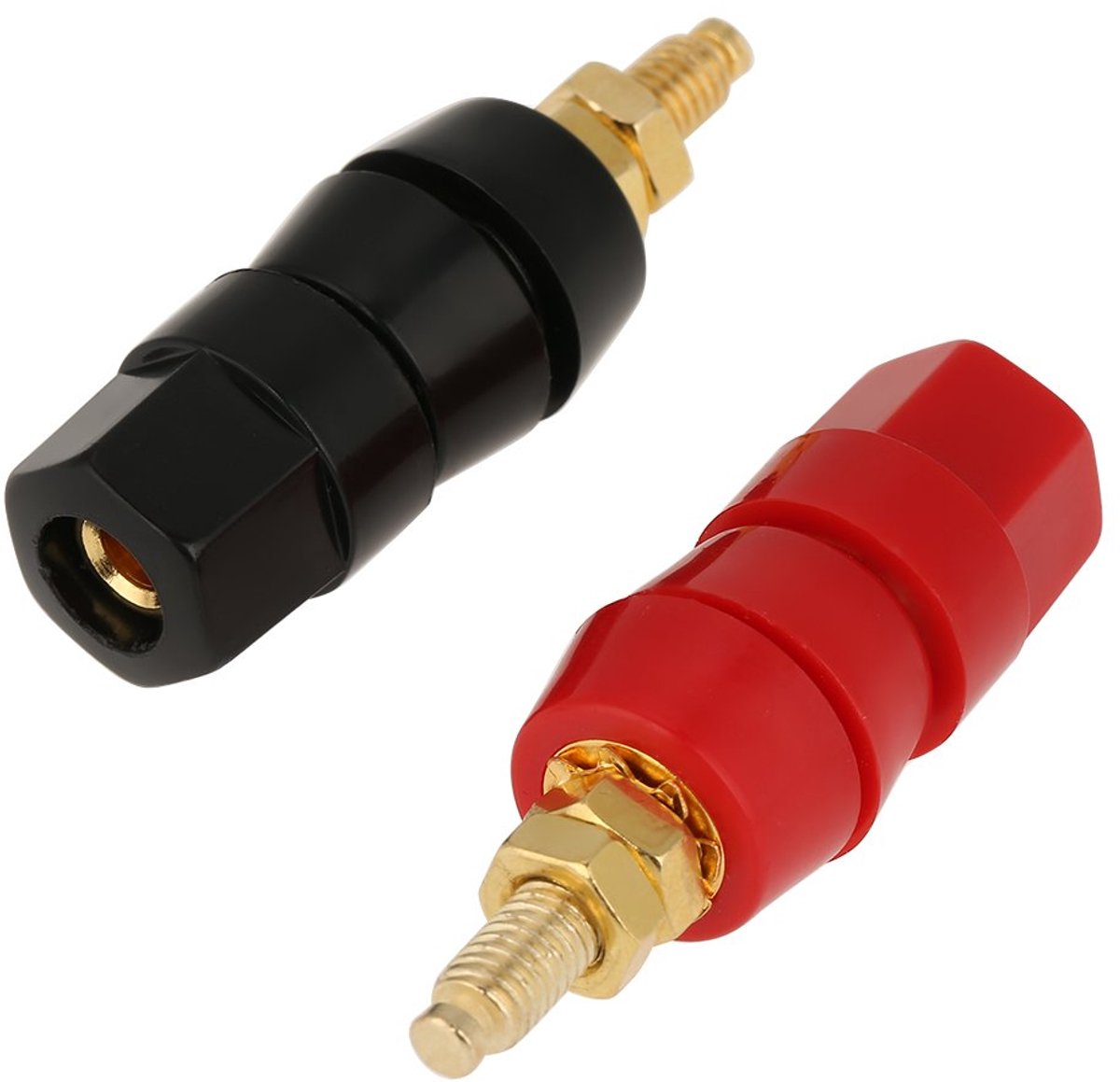 SnelShoppen - 4x Banana Plug Adapter - 4mm Panel Mount - Zwart en Rood - Hoge Kwaliteit Gold-Plated - Voor Audio Speaker Terminal Binding Post - Duurz