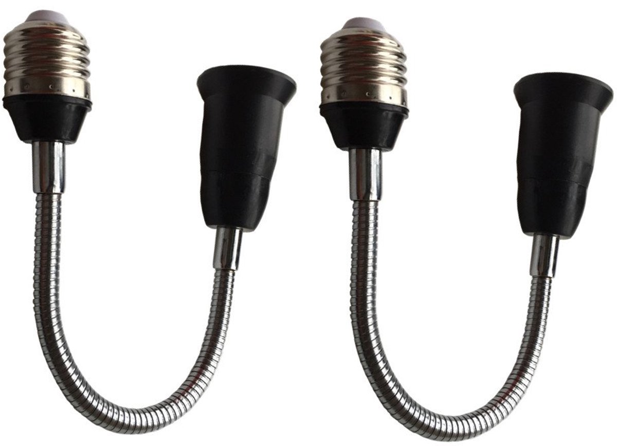 2 stuks 29 cm lange flexibele zwanenhals E27 op E27 LED-lamp verlengadapter (11,4 inch) - ShopVlot