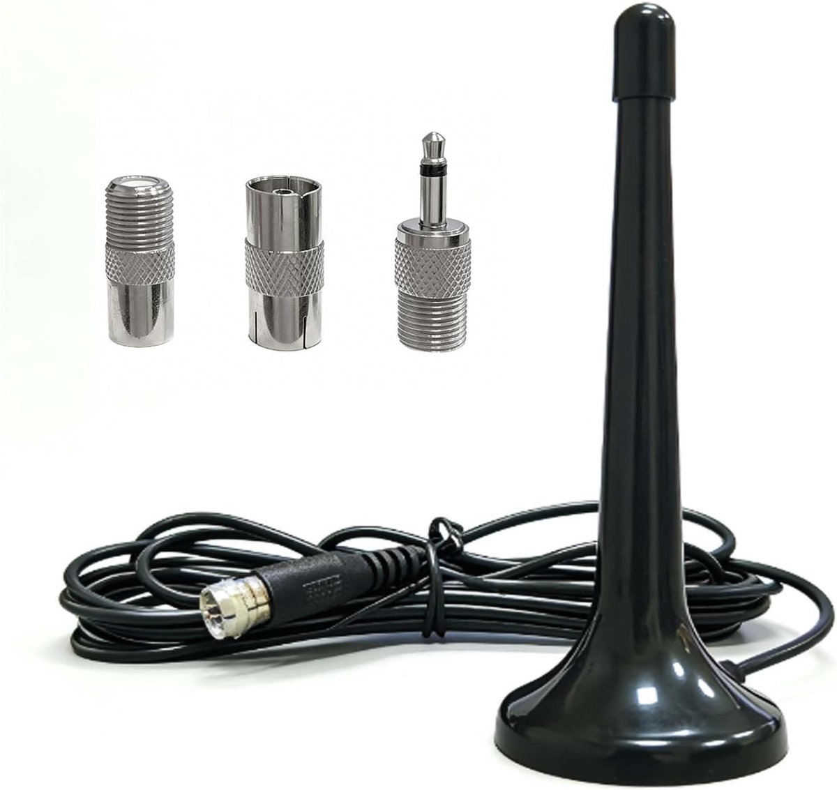 3-piece radio antenna set with magnetic base for excellent DAB and FM reception, including 3 m coaxial cable and plug - ShopVlot