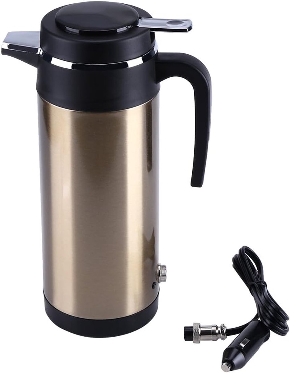 SnelShoppen - 800ml 12V Draagbare In-Car RVS Elektrische Verhitting Kom, Waterkoker voor Koffie en Thee, Ideaal voor Reis en Buitenactiviteiten