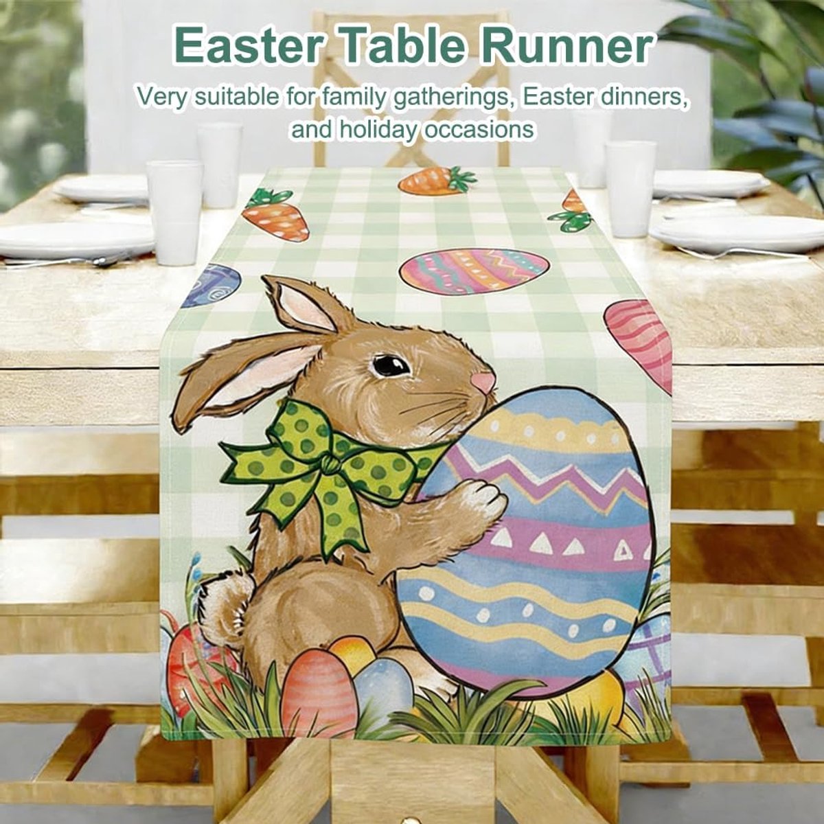 SnelShoppen - Paasei Tafelrunner 33 x 183 cm Waterdicht Linnen Wasbaar Tafeldecoratie voor Thuis Eetkamer Feestdecoratie