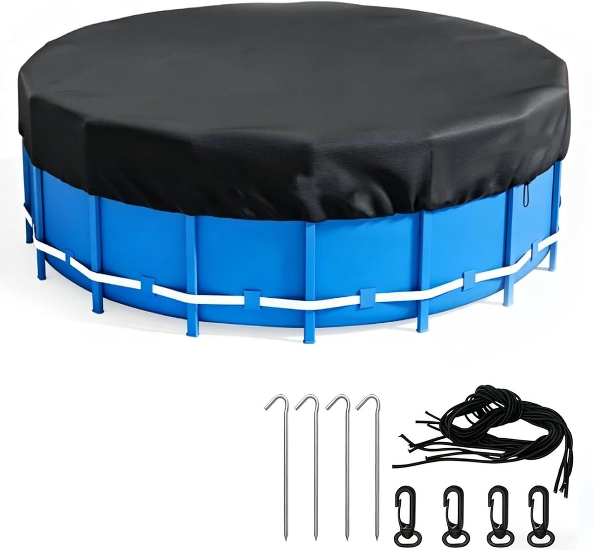 Ronde zwembadcover 243 cm - polyester - UV-bescherming - houdt zwembad schoon - SnelShoppen