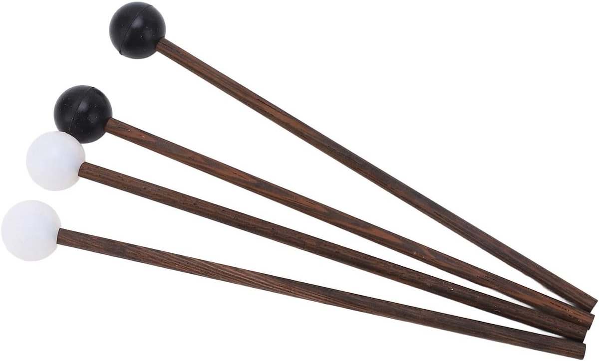 SnelShoppen - 4 Stuks Rubber Hamer voor Stalen Tong Drum met Wenge Handvat, 16.5 Cm, Lichtgewicht, Comfortabel, Ideaal voor Kinderen en Muzieklessen