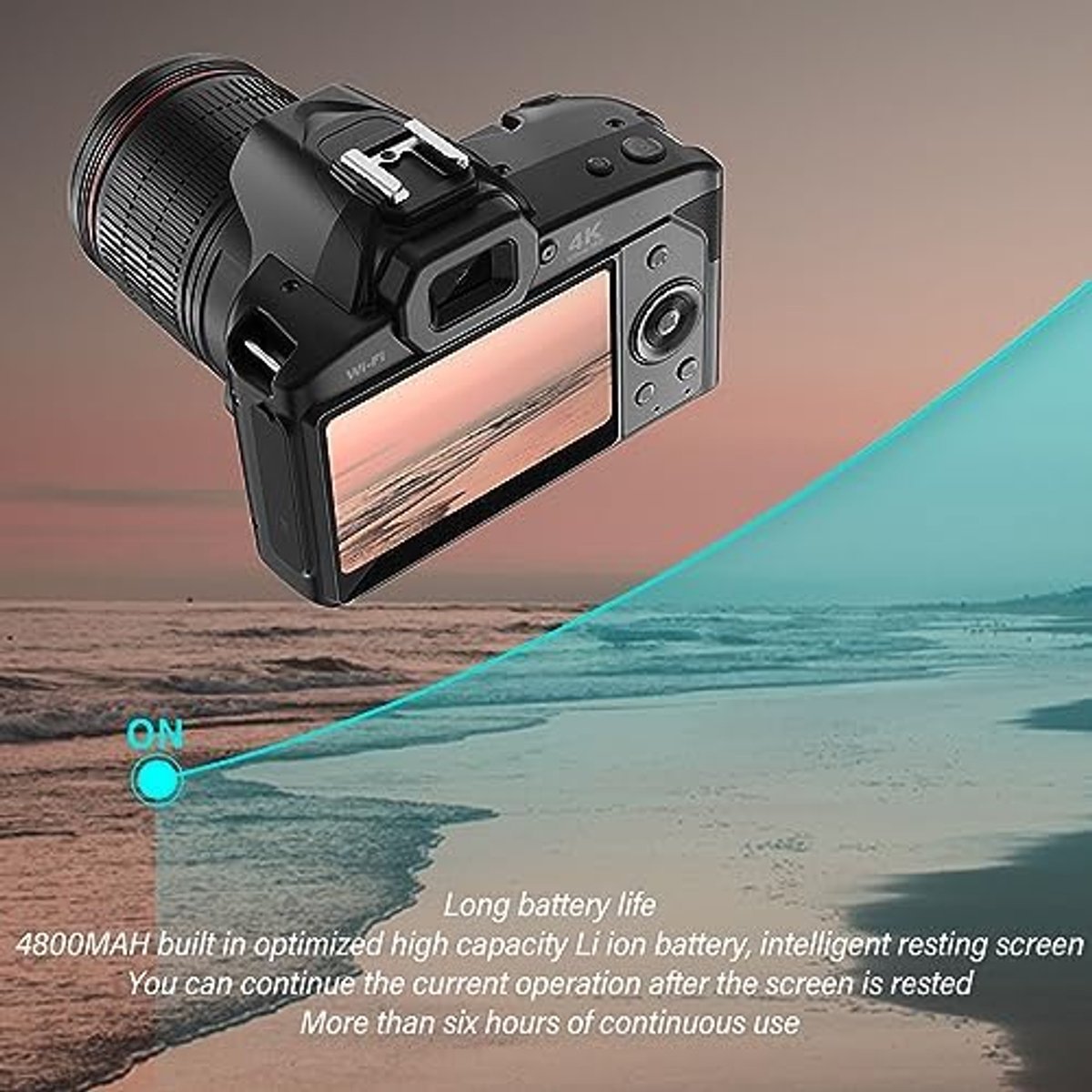 SnelShoppen - 4K Digitale Camera 64MP met 3-inch Kleurendisplay, 16x Digitale Zoom, Wifi Verbinding, Nachtzicht Fotografie voor Helder en Scherp Afbee