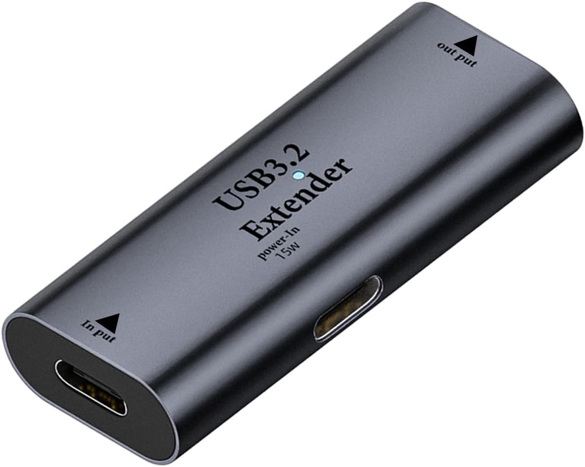 SnelShoppen - USB C naar USB 3.2 Signaalversterker Adapter Extender 10m voor Data en Opladen tot 5Gbps 5V/3A met LED Indicator - Perfect voor Thuis, K