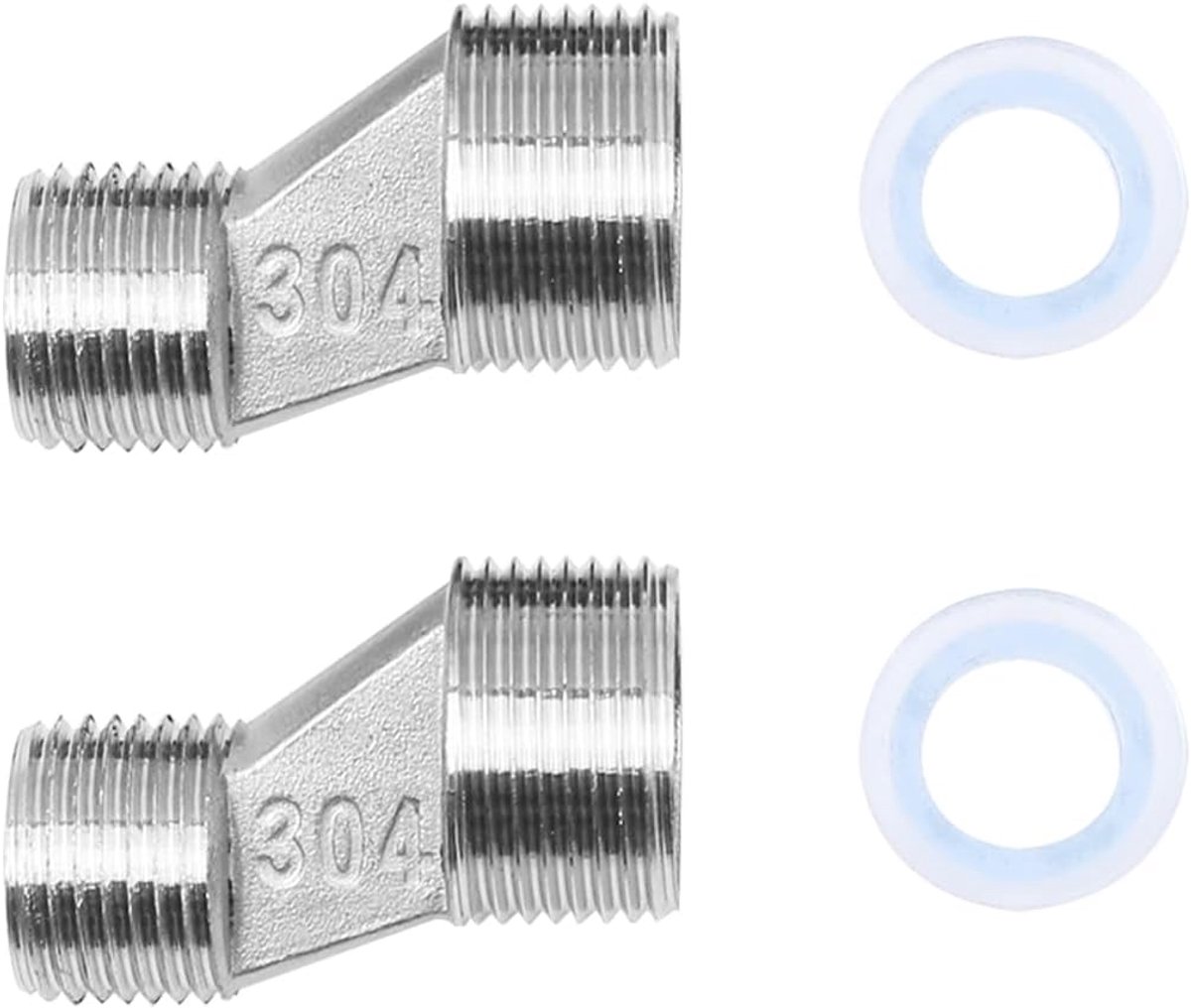 SnelShoppen - 2PCS S Connector 1/2 Inch Mannetje naar 3/4 Inch Mannetje Draad Offset Adapter - Sterke 304 RVS Bevestigingshardware voor Badkamer Wand,