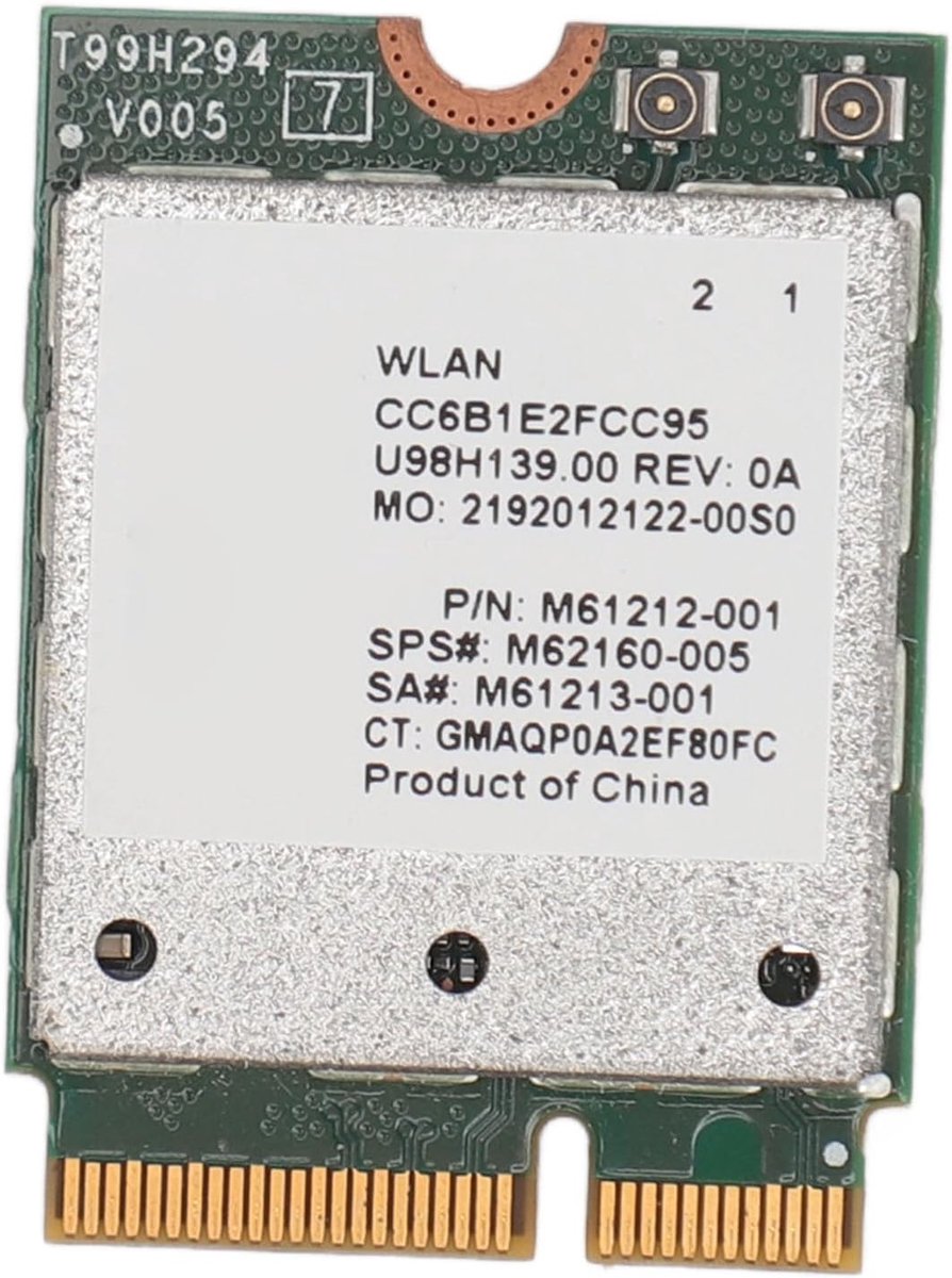 SnelShoppen - Draadloze Netwerkkaart 2400Mbps Dual-band M.2 WiFi6 Adapter voor Windows 10 en 11, Compatibel met 802.11A G N AC AX, Verbeterde Draadloz