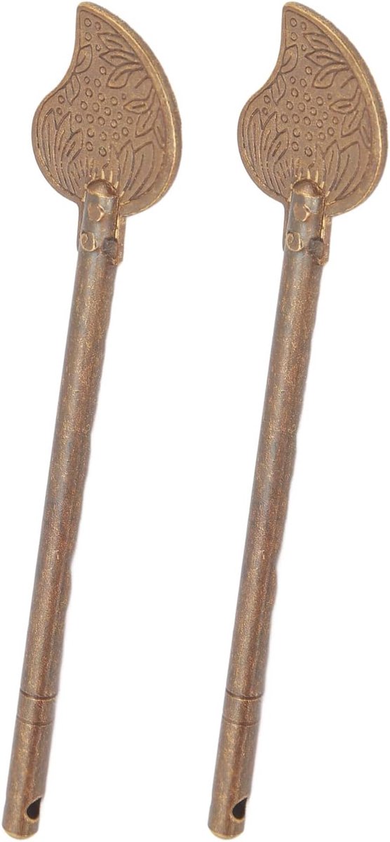 SnelShoppen - Retro Stijl Chinese Bladvorm Kabinet Sleutelslot, 2 Stuks Deursluiting Lock Pin, 11 cm Messing Deurslot voor Meubel en Kast
