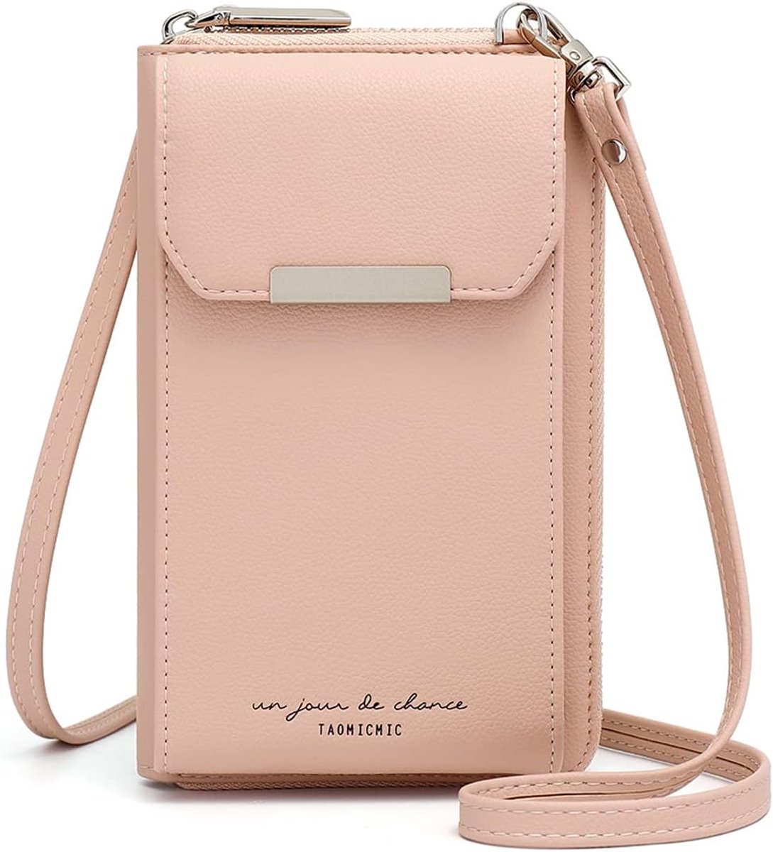 SnelShoppen - Dames Mobiele Telefoon Schoudertas met Portemonnee, PU Leer, Kleine Crossbody Tas met 6 Kaartsleuven, Ritsvak voor Munten, Ideaal voor F
