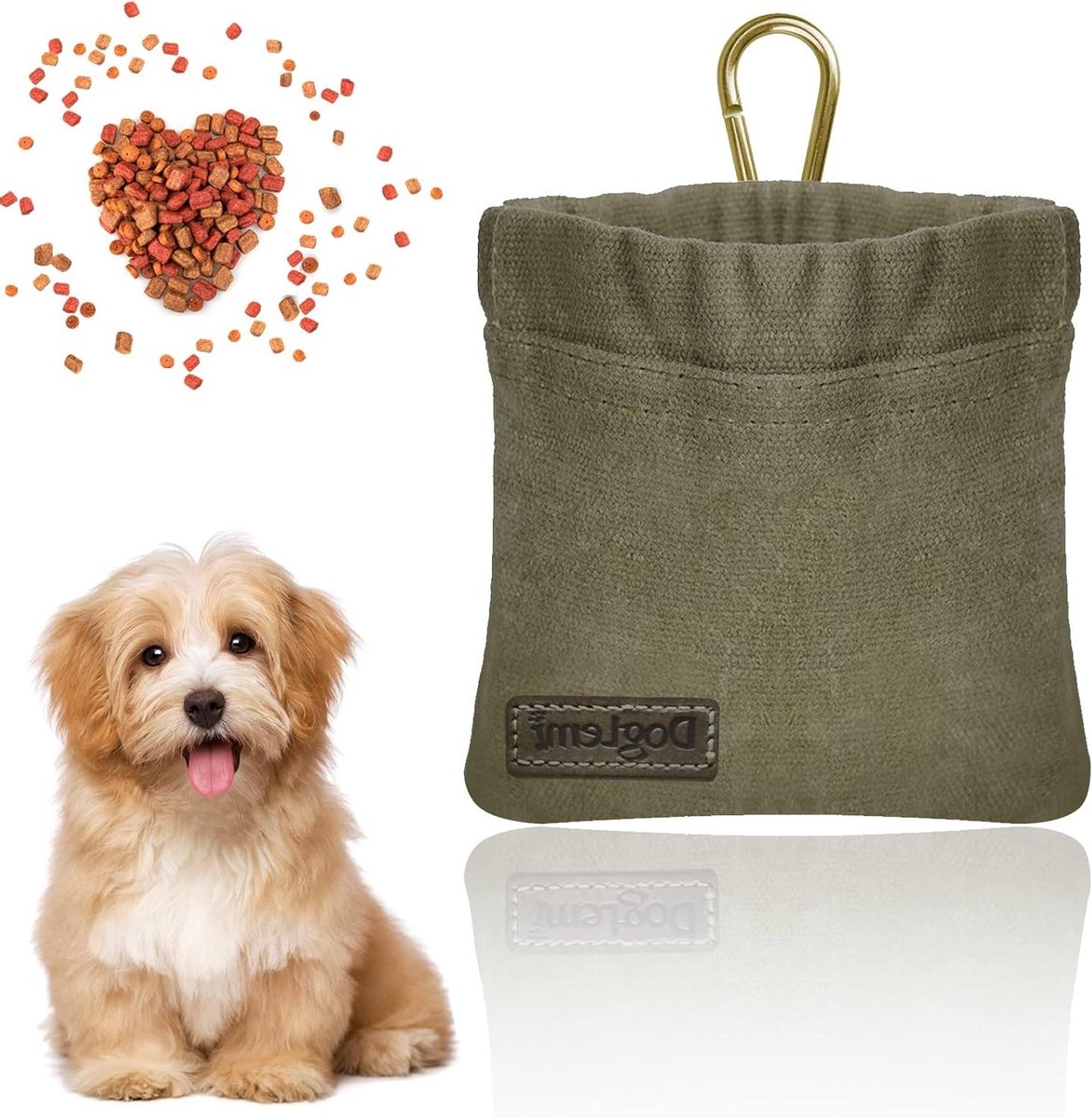Honden Snoepzak - Voer Tasje - Honden Training - Handsfree Draaglus - 12x12 cm - Grijs