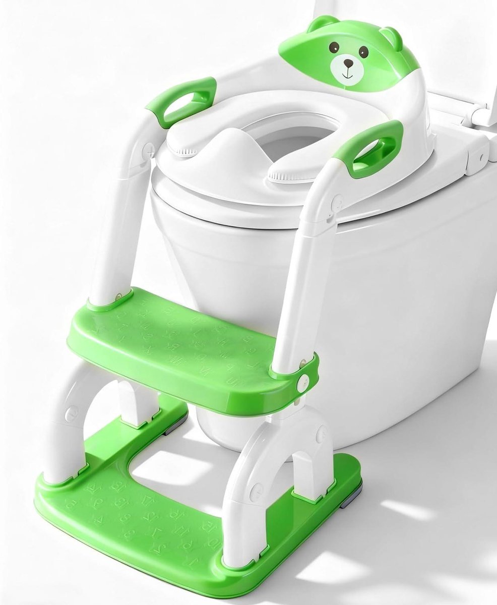 Kindertoiletbril met trap - Zindelijkheidstrainer - Zelfstandig naar toilet - Verstelbaar en opvouwbaar - Universeel passend - Wit