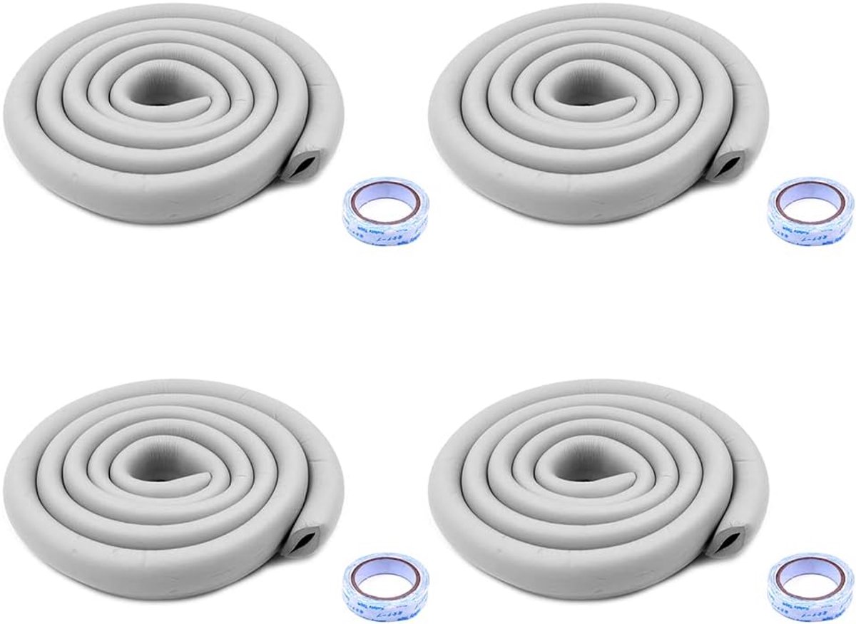 SnelShoppen - 4 Sets Baby Protector, 2M Hoekbeschermers, Dikke Zachte Bescherming, Niet-Toxisch, Voor Kinderen en Baby's, Grijs