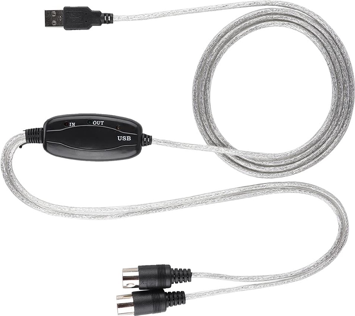 SnelShoppen - MIDI Kabel, MIDI naar USB Kabel, USB MIDI Kabel voor Muziekbewerking, Plug & Play, Geschikt voor PC, Ideaal voor Muzikanten en Producent